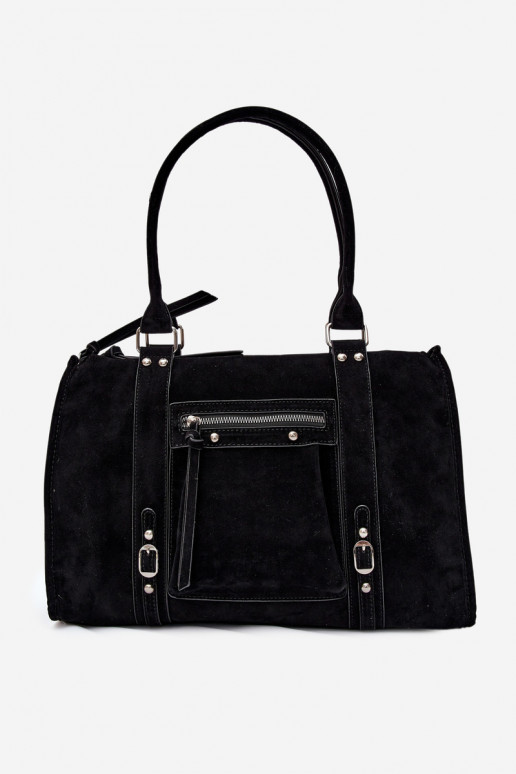 Grande borsa in finta suede color nero Nolita