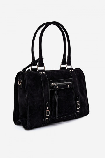 Grande borsa in finta suede color nero Nolita 2