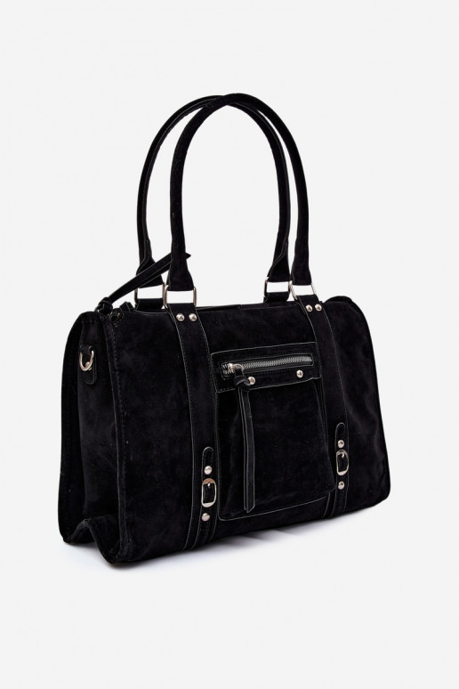 Grande borsa in finta suede color nero Nolita