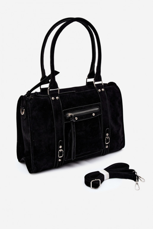 Grande borsa in finta suede color nero Nolita