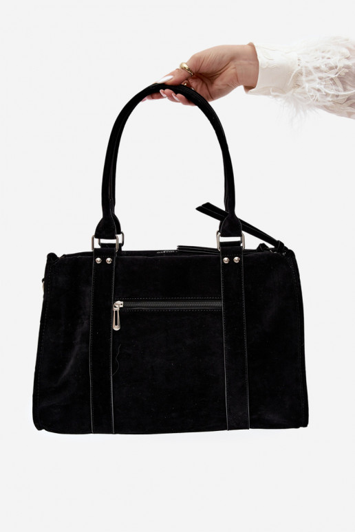 Grande borsa in finta suede color nero Nolita