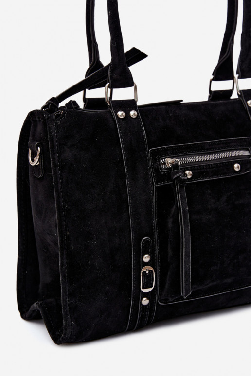 Grande borsa in finta suede color nero Nolita