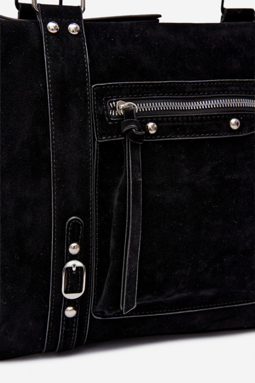 Grande borsa in finta suede color nero Nolita