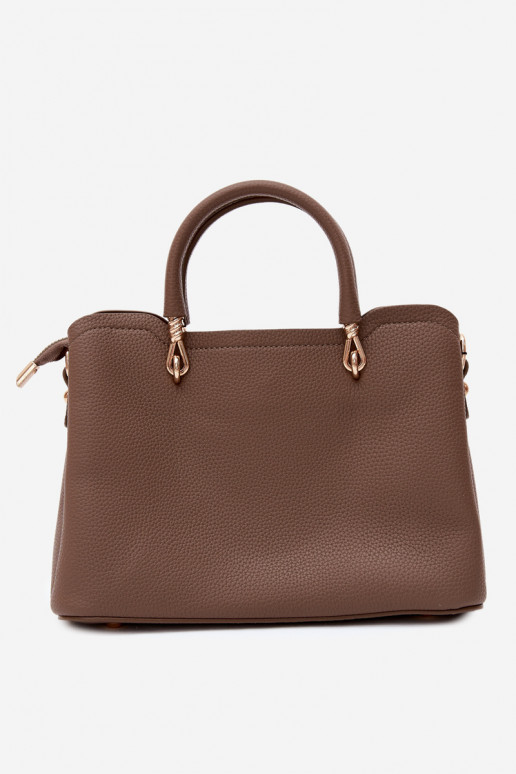 Borsa in finta pelle con portachiavi e motivi floreali color argilla Noomi