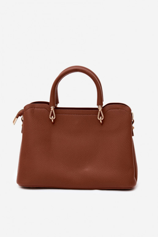 Borsa in finta pelle con portachiavi e motivi floreali color marrone Noomi