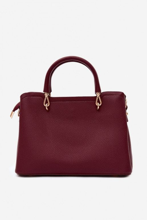 Borsa con portachiavi in ecopelle con motivi floreali in bordeaux Noomi