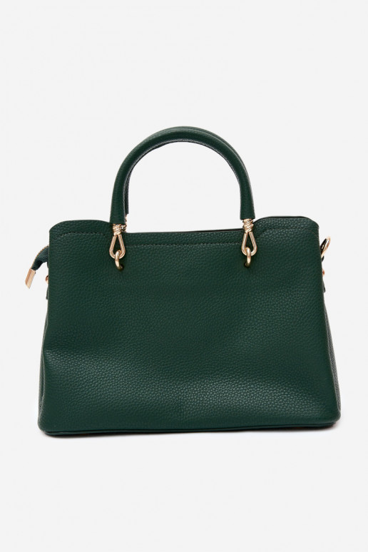 Borsa con portachiavi in ecopelle con motivi floreali in verde bottiglia Noomi