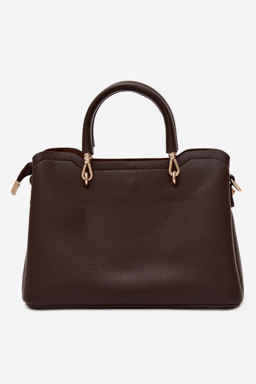 Borsa con portachiavi in ecopelle con motivi floreali in cioccolato Noomi
