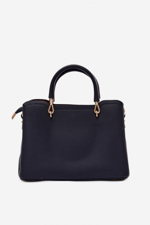 Borsa con portachiavi in ecopelle con motivi floreali in blu scuro Noomi