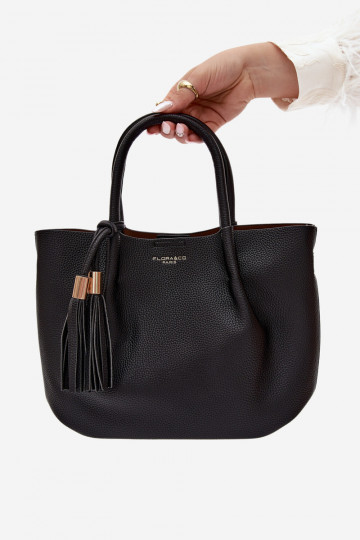Borsa in ecopelle nera Fleece