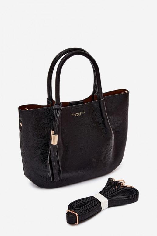 Borsa in ecopelle nera Fleece