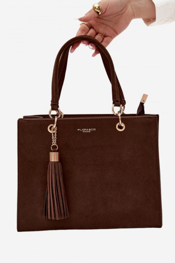 Borsa in ecopelle scamosciata marrone Ottilie