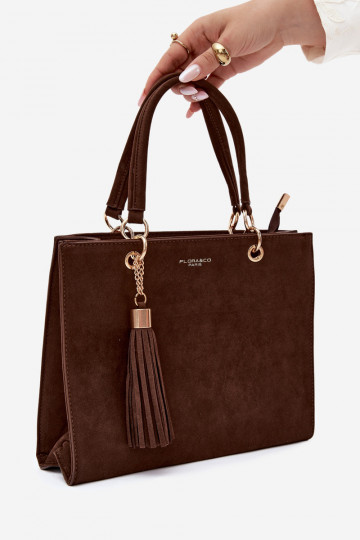 Borsa in ecopelle scamosciata marrone Ottilie 2