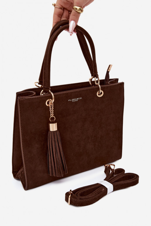 Borsa in ecopelle scamosciata marrone Ottilie
