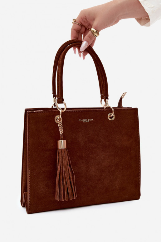 Borsa in ecopelle scamosciata cioccolato Ottilie