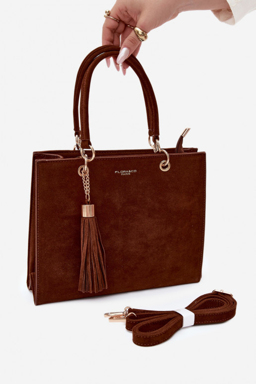 Borsa in ecopelle scamosciata cioccolato Ottilie