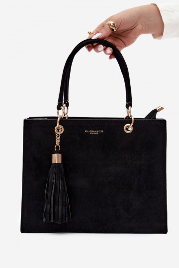 Borsa in ecopelle scamosciata nera Ottilie