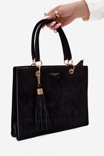 Borsa in ecopelle scamosciata nera Ottilie 2