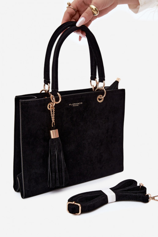 Borsa in ecopelle scamosciata nera Ottilie