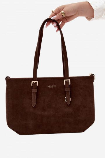 Borsa in ecopelle scamosciata cioccolato Araminta