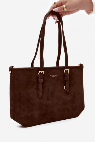 Borsa in ecopelle scamosciata cioccolato Araminta 2