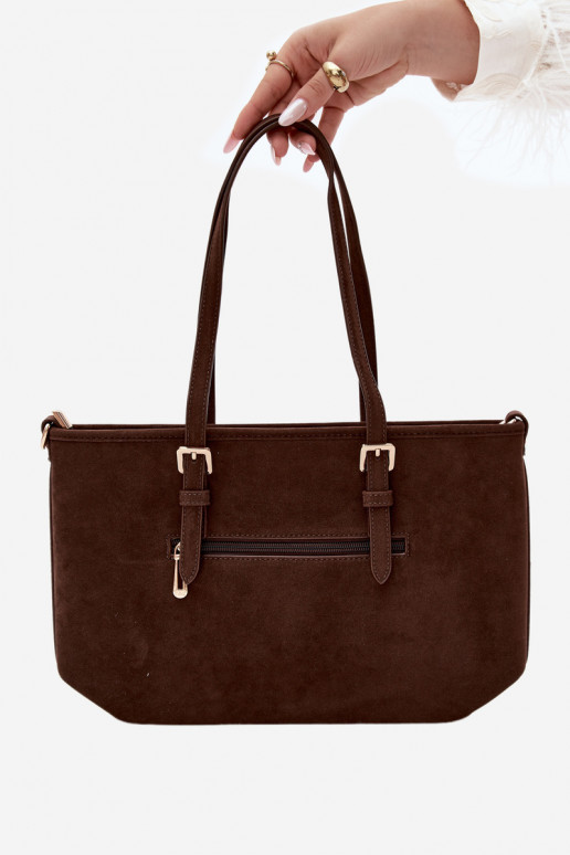 Borsa in ecopelle scamosciata cioccolato Araminta