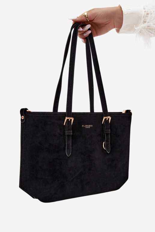 Borsa in ecopelle scamosciata nera Araminta