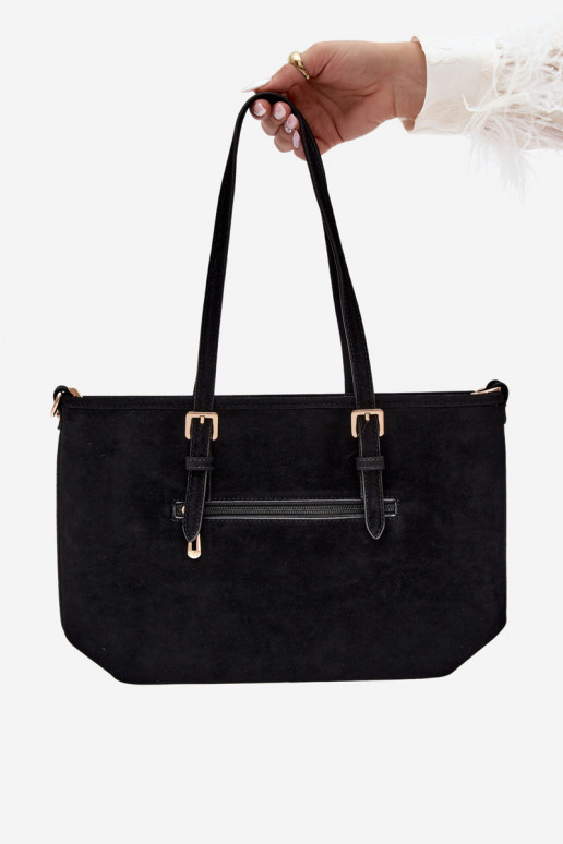 Borsa in ecopelle scamosciata nera Araminta