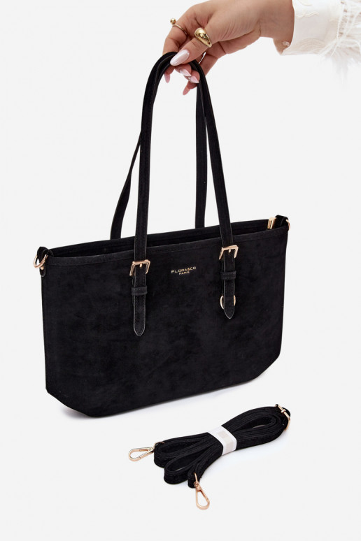 Borsa in ecopelle scamosciata nera Araminta
