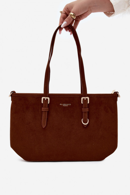 Borsa in ecopelle scamosciata marrone Araminta