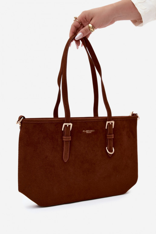 Borsa in ecopelle scamosciata marrone Araminta