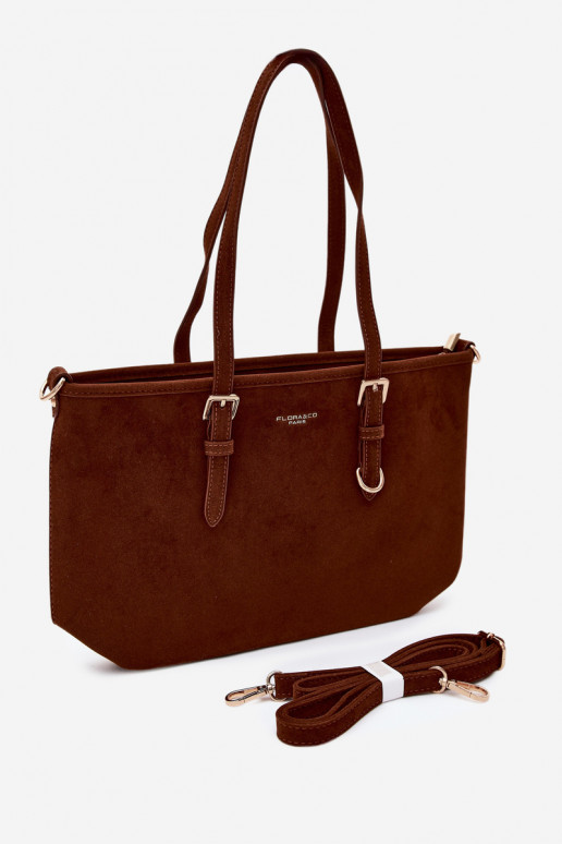 Borsa in ecopelle scamosciata marrone Araminta