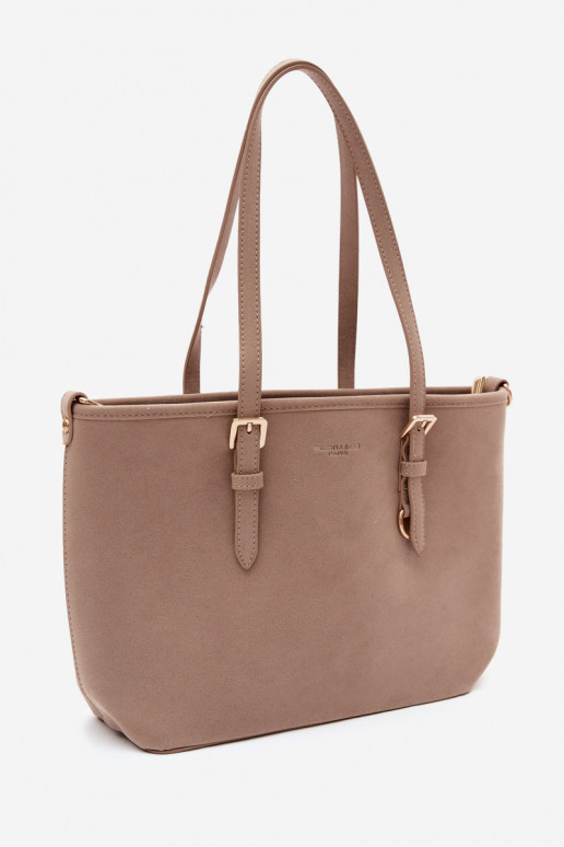 Borsa in ecopelle scamosciata avorio Araminta