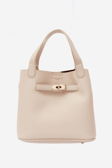 Borsa con pochette cosmetica in ecopelle sabbia Crumble