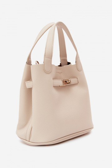 Borsa con pochette cosmetica in ecopelle sabbia Crumble 2