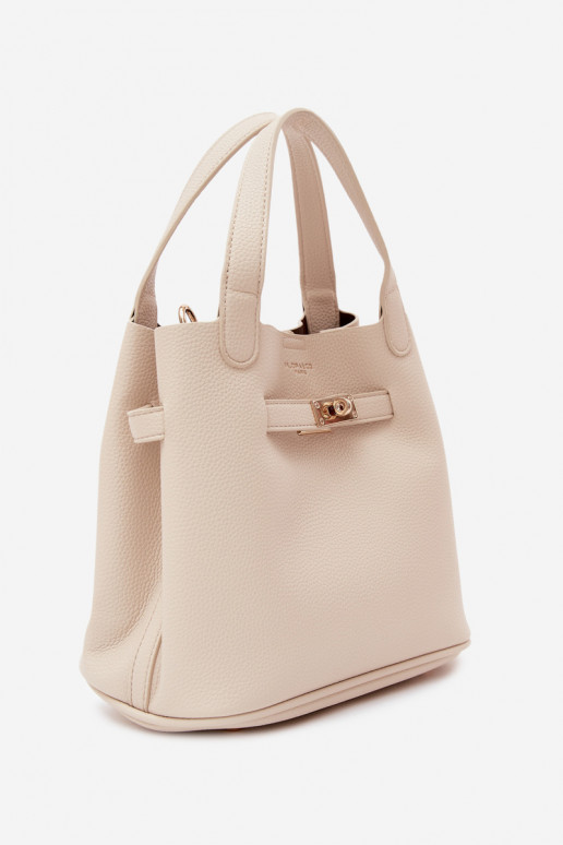 Borsa con pochette cosmetica in ecopelle sabbia Crumble