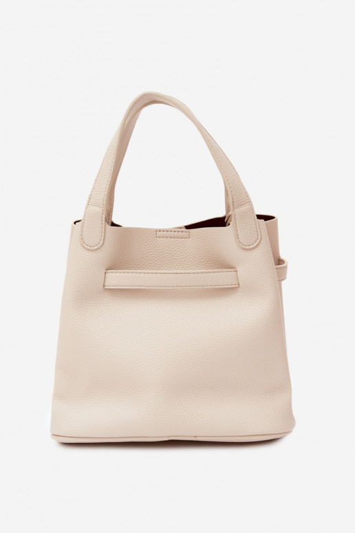 Borsa con pochette cosmetica in ecopelle sabbia Crumble