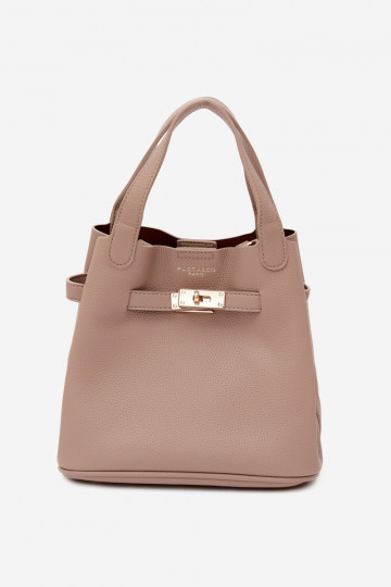 Borsa con pochette cosmetica in ecopelle avorio Crumble