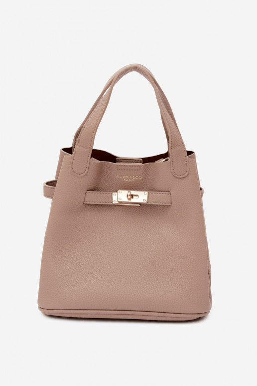 Borsa con pochette cosmetica in ecopelle avorio Crumble
