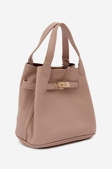 Borsa con pochette cosmetica in ecopelle avorio Crumble 2