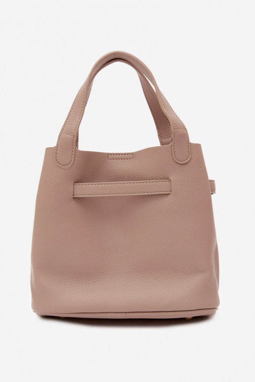 Borsa con pochette cosmetica in ecopelle avorio Crumble