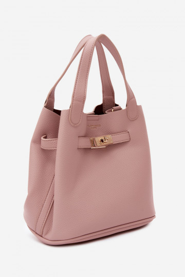 Borsa con pochette cosmetica in ecopelle rosa Crumble 2
