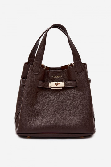 Borsa con pochette cosmetica in ecopelle cioccolato Crumble