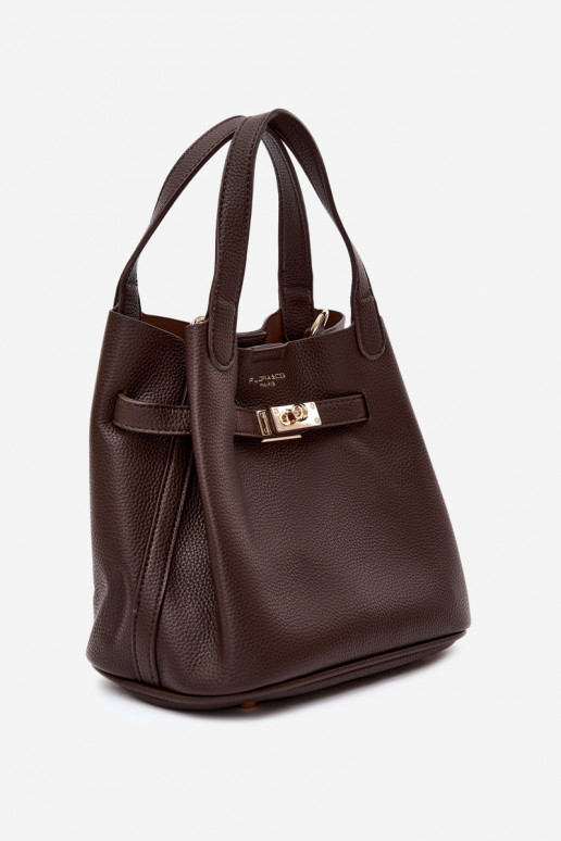 Borsa con pochette cosmetica in ecopelle cioccolato Crumble