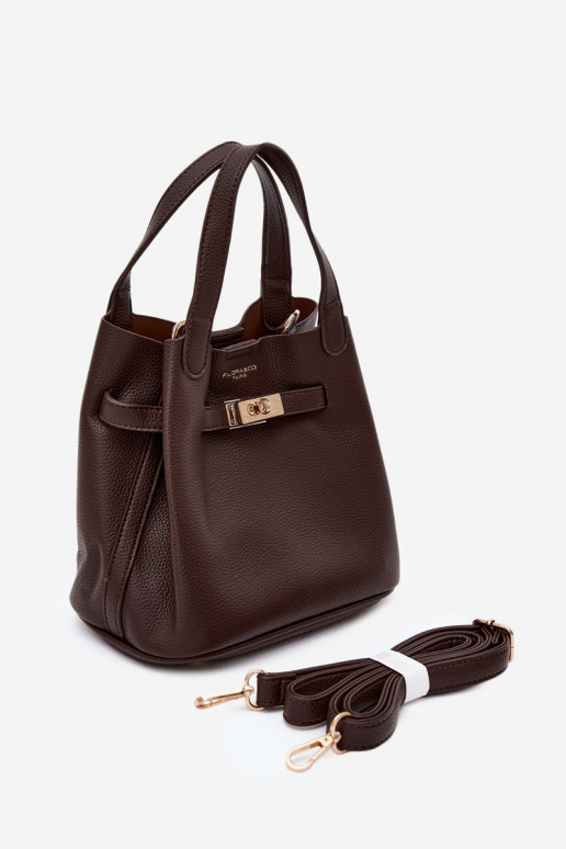 Borsa con pochette cosmetica in ecopelle cioccolato Crumble