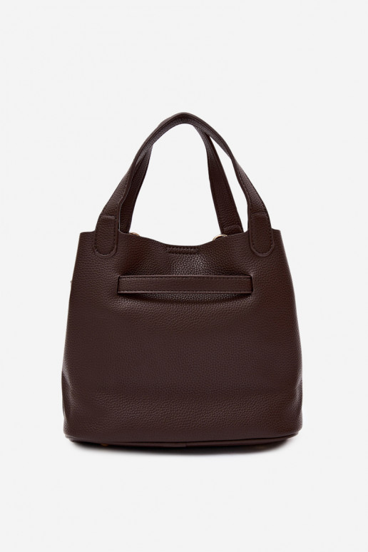 Borsa con pochette cosmetica in ecopelle cioccolato Crumble