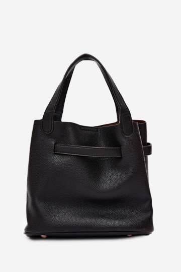 Borsa nera in ecopelle con pochette per cosmetici Crumble 2