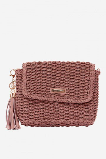 Piccola borsa rosa in stile postino con elementi traforati Tamara