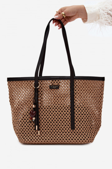 Borsa a rete nera con pendente Noella