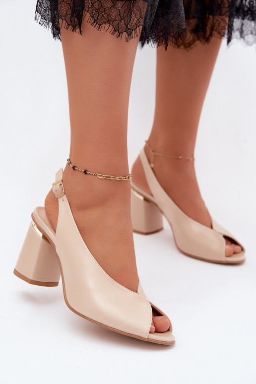Sandali eleganti con tacco color sabbia Zazoo 1085